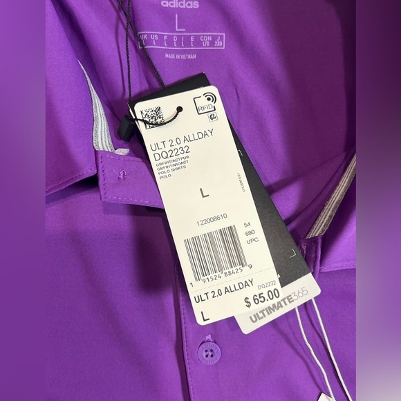 NWT Large Adidas Men's Purple UPF 50 Ultimate 365 All Day 2.0 Golf Polo Shirt - Picture 5 of 11
